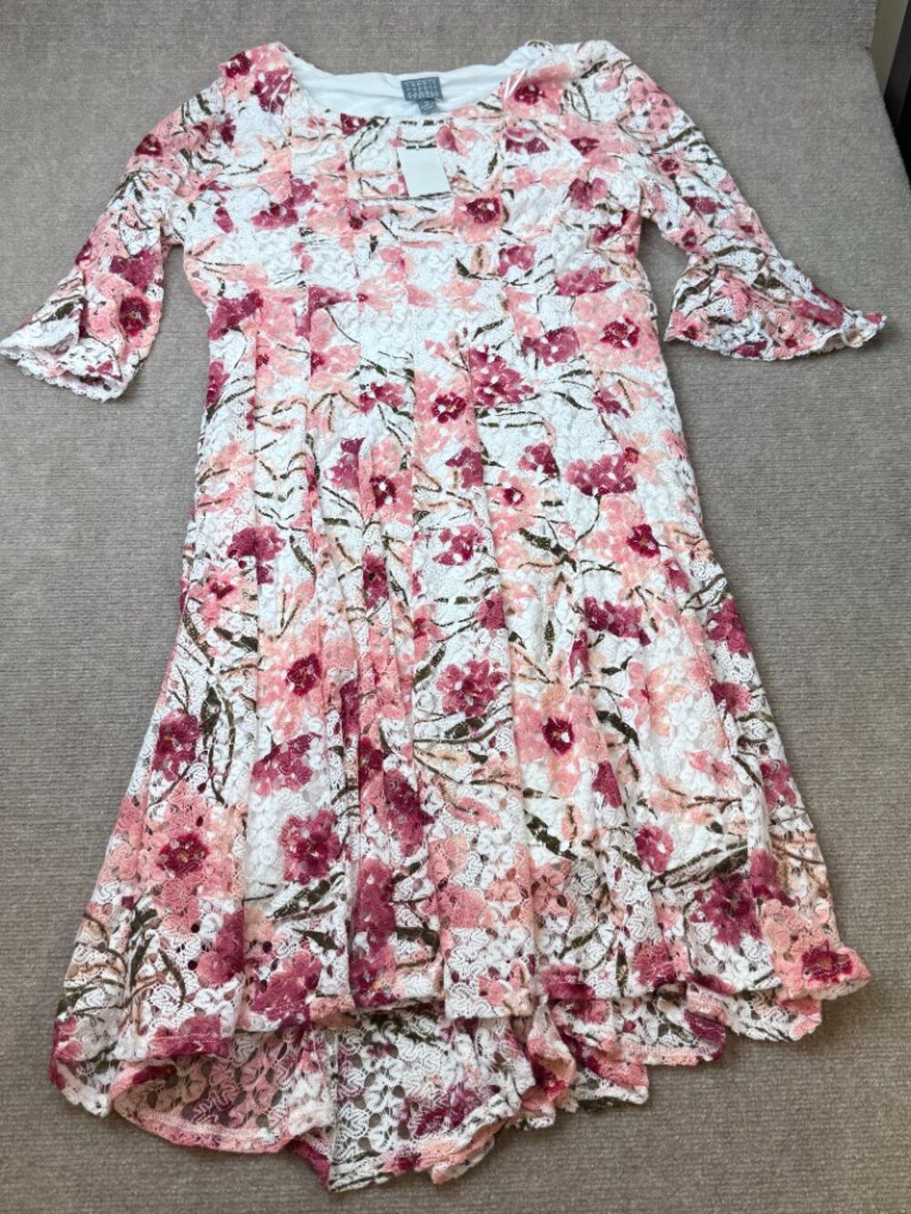 MSRP $89 Rabbit Rabbit Rabbit Design Womens 8 Blush Floral Dress Round Neck - Picture 2 of 6